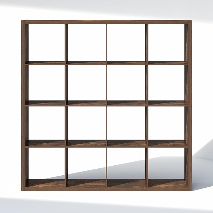Furinno Cubic Extra Thick 16-Cube Closet Organizers and Storage, Amber Pine | 14.6 x 58 x 58 in, Open Shelf Closet Storage, Closet Organizer, for Wardrobe, Bedroom, Living Room