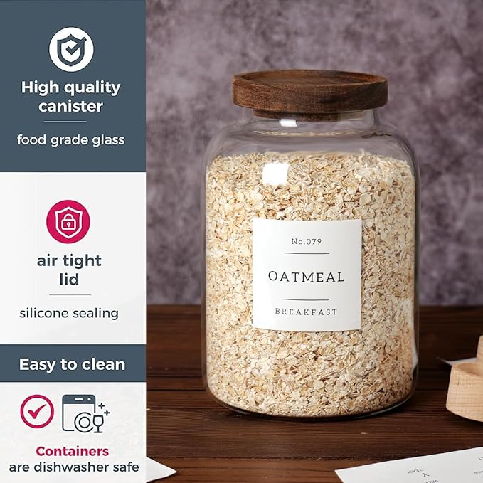 CZSZYGHBAO 2 PCS Large Glass Jar with Airtight Lid, Glass Food Storage Jars for Tea,Spice,Cereal, Egg,Flour,Coffee and More(70 FL OZ/2000 ml)
