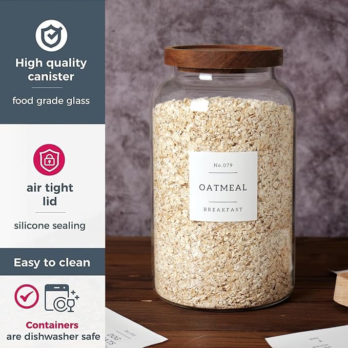 CZSZYGHBAO 2 PCS Large Glass Jar with Airtight Lid, Glass Food Storage Jars for Tea,Spice,Cereal, Egg,Flour,Coffee and More(98 FL OZ/2800 ml)