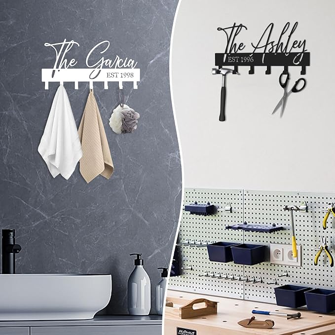 Customized Meaningful Phrase Key Holder Wall Mount,Black Exquisite Metal Key Hanger for Wall,Key Hooks with Screw for Hallway,Office,Kitchen Decor