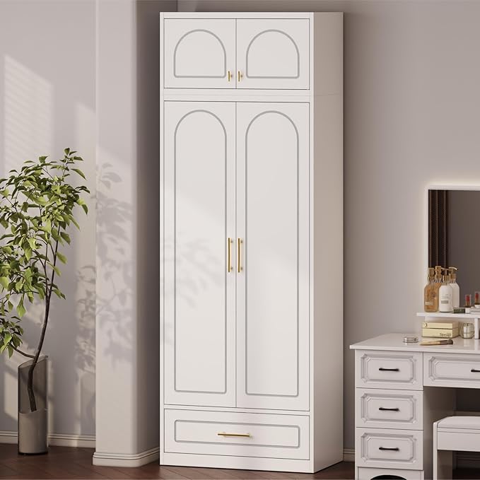 Polup Metal Wall Cabinet, Upper Cabinet for Wardrobe | Small Overhead Storage Cabinet for Bedroom, Living Room, White, 18"D x 32"W x1 5"H - Assembly Required
