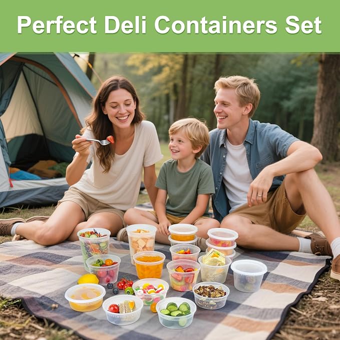 Dipoo 40 Sets (80-Piece) Deli Containers with Lids 32 oz, Leak-Proof & BPA Free Airtight Takeout Plastic Food Storage Containers for Soup, Freezer/Microwave/Dishwasher Safe