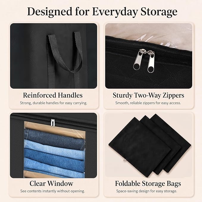 Comforter Storage Bags 120L for Blanket Clothes Bedding Sheet 2 Pack Grey