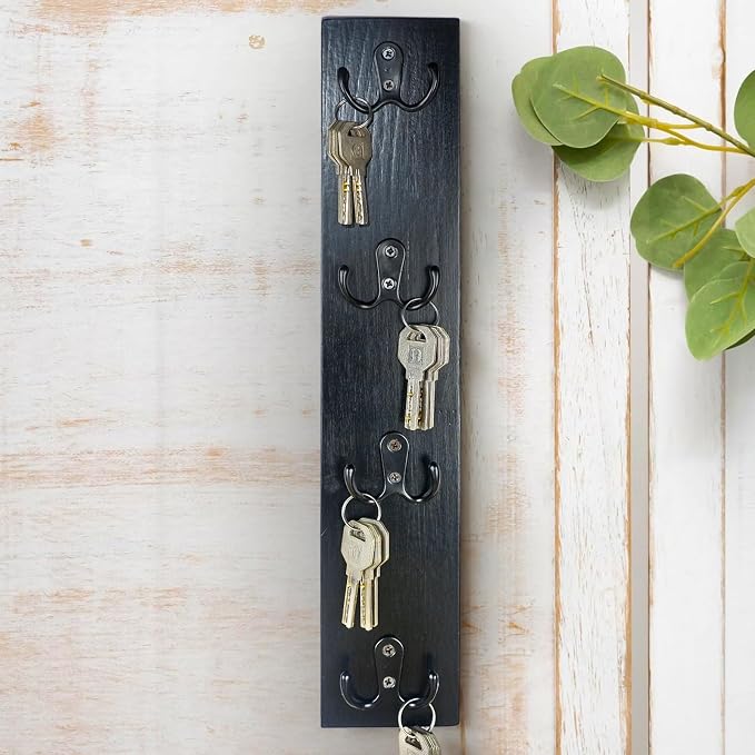 Yohsnor Vertical Key Holder for Wall,Space-Saving Hook Rack for Key,Wallet | Durable Wooden Wall Mount Key Rack,Stylish Home Decor for Entryway,Ideal for Small Spaces & Versatile Storage Solutions