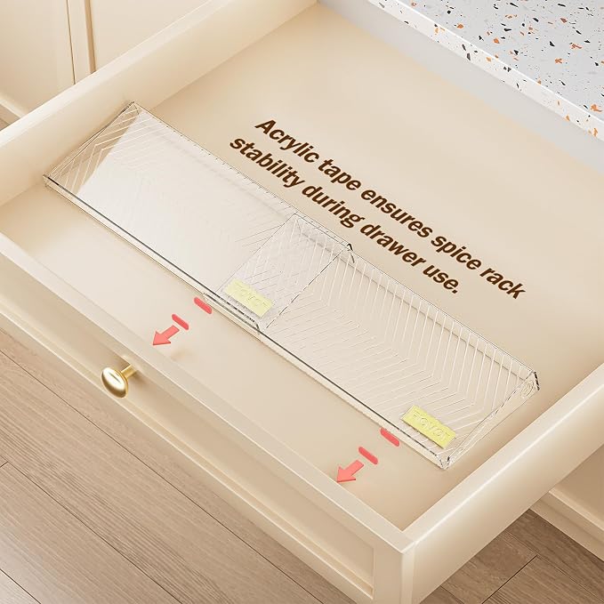 PanPanPal Spice Drawer Organizer, 8 Pack Clear Seasoning Organizer Rack, Expandable From 11" to 22" Wide Kitchen Spice Rack Organizers for Drawer, Countertop (Jars Not Included)