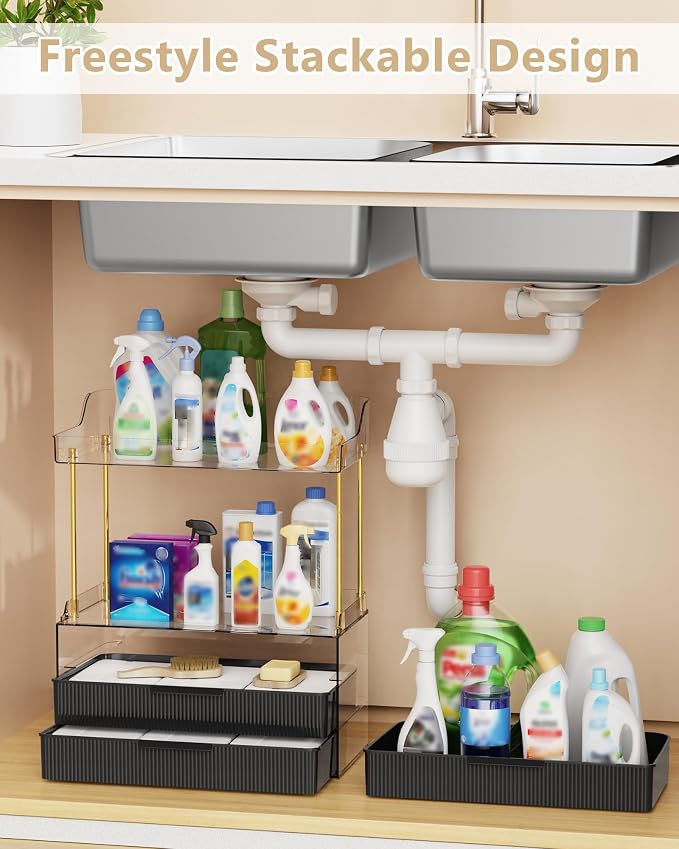 Anylady Bathroom Organizers and Storage, Makeup Organizer (Sturdy Durable Attractive), Ideal for Vanity, Countertop, Counter, Perfume, Skincare, Cabinet, Cosmetic, Dresser Organizer (deep black)