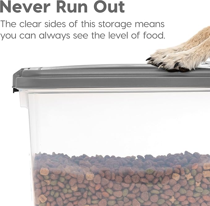 IRIS USA Dog Food Storage Container, Up to 30+11 lbs, Dark Gray | Made in the USA, Includes 2-Cup Scoop & Wheels, Airtight Seal, BPA-Free, Bird Seed, Cat food, Cat Litter, Treats, Toys