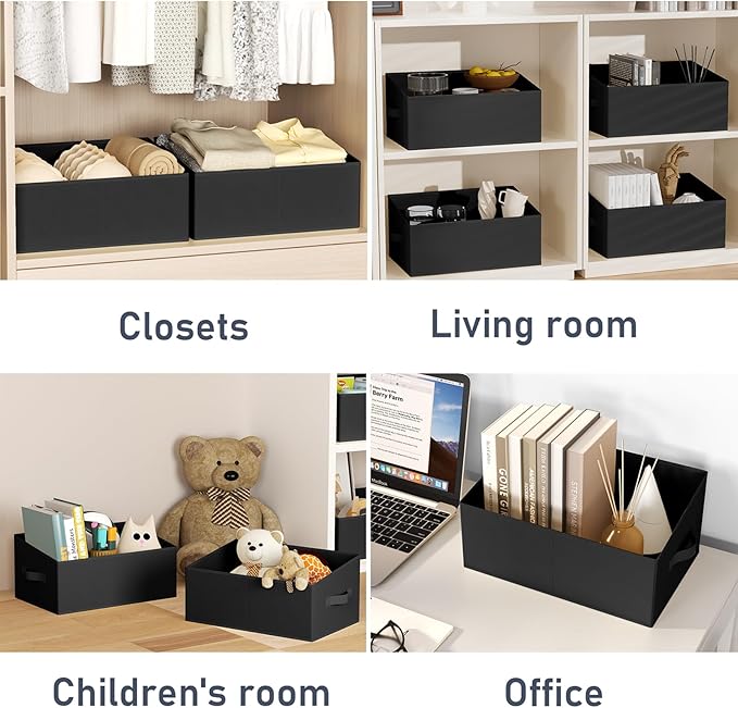 DIMJ Closet Storage Bins 8 Pack - Fabric Storage Baskets for Shelves, Large Clothes Organizers with Handles, Trapezoid Shelf Organization Storage Cubes for Purse, Toys, Books, Towel, Clothes