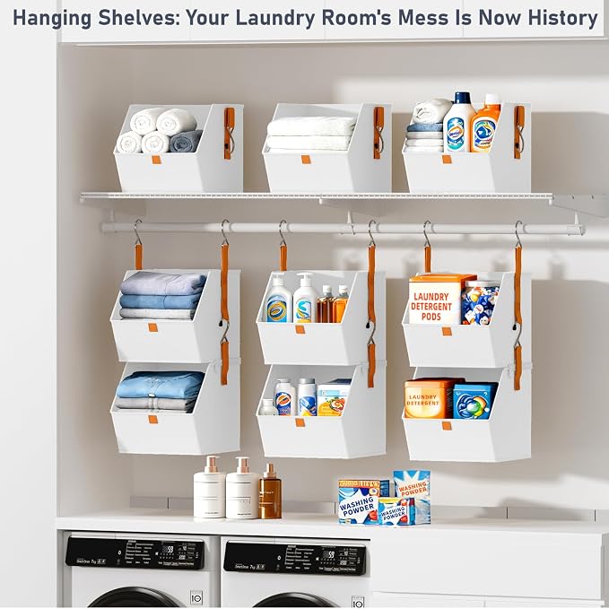 DIMJ Hanging Closet Organizer - 4 Tier Collapsible Hanging Shelves with Hooks Zipper, Fabric Clothes Organizer, Space-Saving Storage Bin Basket for RV, Bedroom, Laundry Organization