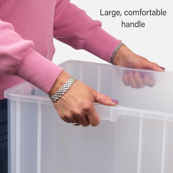 Akro-Mils 13017 Stak-N-Store Stackable Storage Bins, Heavy Duty Garage Storage Containers, Open Front Plastic Organizer for Tools, Shelves, Closet Organizer, 15" x 20" x 12-1/2", Clear, 3-Pack