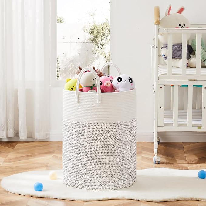 Artfeel Laundry Basket,Woven Cotton Rope Laundry Hamper,40L Versatile Storage for Dirty Clothes,Baby Toys,and Blankets in Bathroom, Nursery,and Living Room