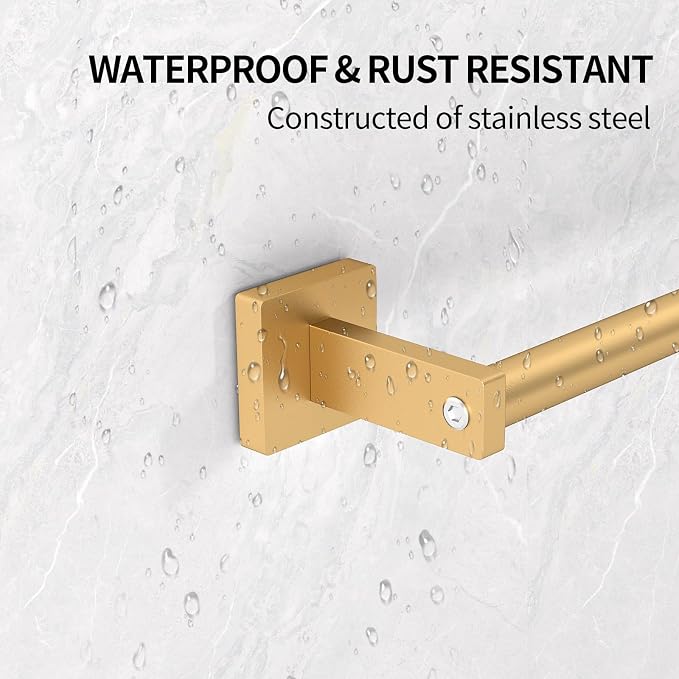 MKO Towel Bar for Bathroom, 24" 2 Pack Wall Mounted Towel Rack, Gold | Hand Towel Holder Rod with Heavy-Duty Metal for Bathroom Kitchen Hanger, 2 Pack Value