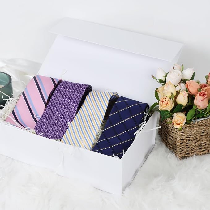 LFBOX White Gift Box with Magnetic Lids 1 Pack | Large Bridesmaid Groomsman Proposal Boxes,13.8x8.3x4.4 in, Collapsible Rectangle Storage Box