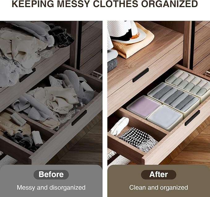 DIMJ Drawer Organizer Clothes 15 Pack - Foldable Baby Organizers and Storage & Closet Organizers for Bedroom, Closet - Nursery Organization Dresser Dividers for underwear, Sock,Bra, Belt, Tie, Beige