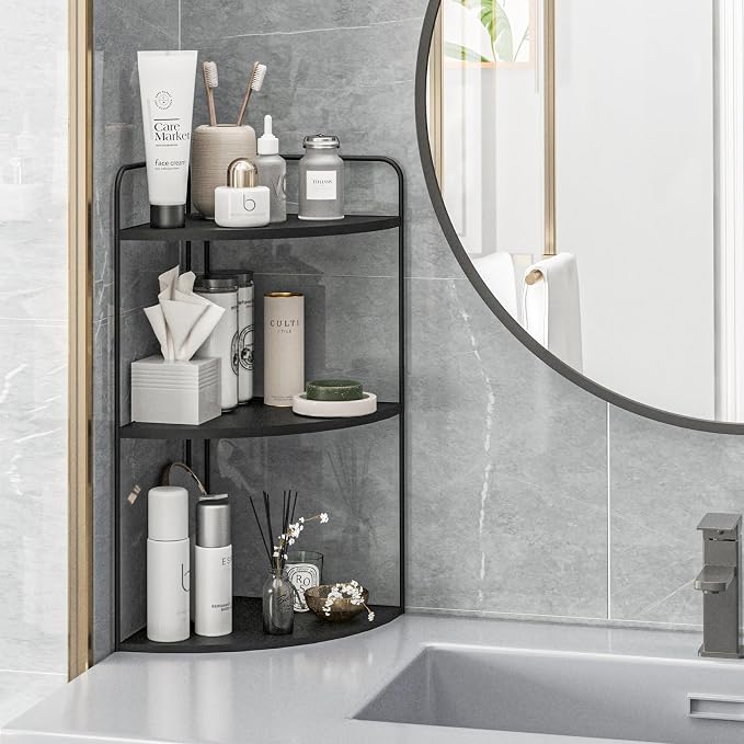 Bathroom Counter Organizer, Vanity & Makeup Countertop Organizer | Corner Bathroom Counter Organizer, Bathroom Sink Organizer, Bathroom Counter Shelf, Countertop Organizer, Corner Desk Shelf