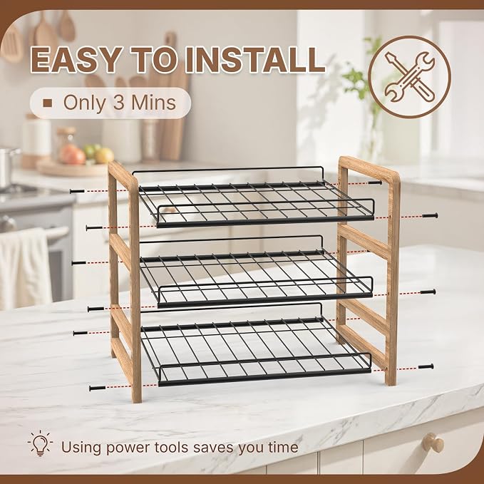 DGWJSU Can Organizer for Pantry 3-Tier, Holds up to 36 Cans Storage | Cans Holders for Pantry, Cabinet, Countertop, Carbonized Brown