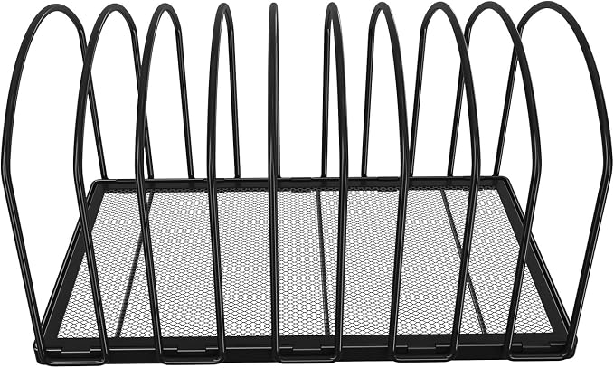 Simple Trending Desk File Sorter Organizer, 9 Section File Rack, Black | Metal Vertical File Folder Holder Stand, Paper Document Magazine Book Album Letter, Home Office, 13.25"D x 8.25"W x 7.5"H