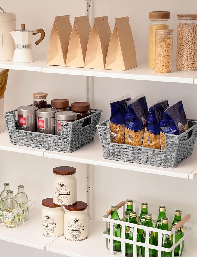 Storageworks Pantry Baskets For Organizing, Woven Baskets, Round Paper Rope