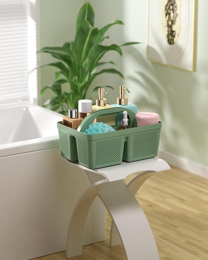 4 Pack Portable Shower Caddy, Integrated Handle, Reinforced Plastic, Organizer Storage Bathroom Supplies and Beauty Products, Cleaning Supplies, Shower Basket for Home, Dorm, Shelf and Cabinet