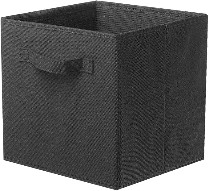 PowerKing Collapsible Storage Cubes, Farbic Storage Bins, Black, 2 Pack | Sturdy, Lightweight, Easy Pull Handle, Closet & Shelf Organizer, Clothes and Toys Storage, 10.5'' x 11'' x 10.5''