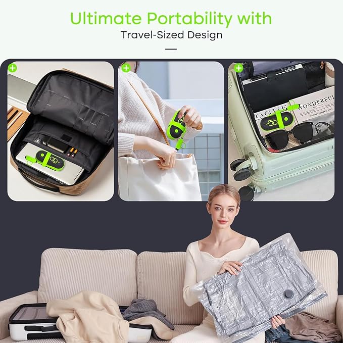 Vacbird Vacuum Bags for Travel with USB Pump, 17 Pack Compression Travel Vacuum Bags for Luggage and Suitcase, Carry-on Size Space Saver Bags for Clothes and Clothing | USB pump suction compresses travel vacuum bags , 12 pack with 3 sizes fits carry-on...