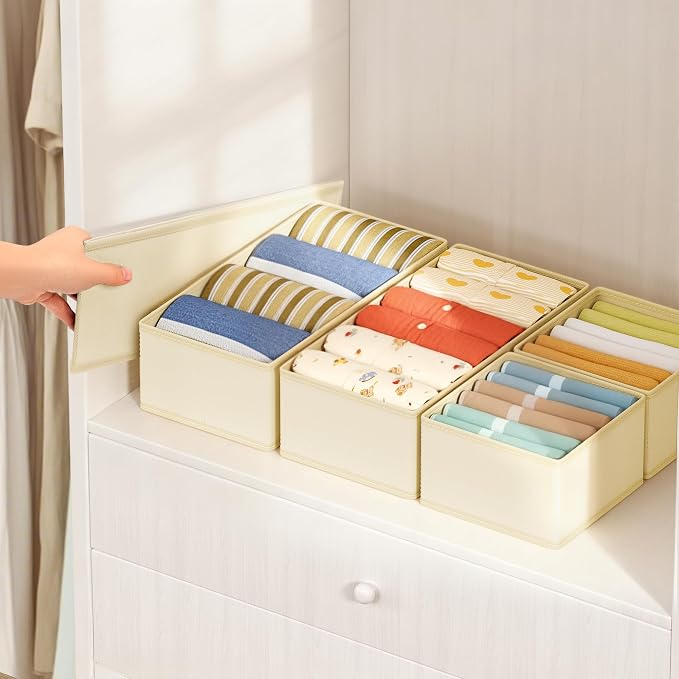 DIMJ Drawer Organizer Clothes Storage - 18 Pack Baby Dresser Organizer for Nursery, Foldable Drawer Dividers for Bedroom Closet Organization, Fabric Storage Bins for Socks, Underwears, Bras