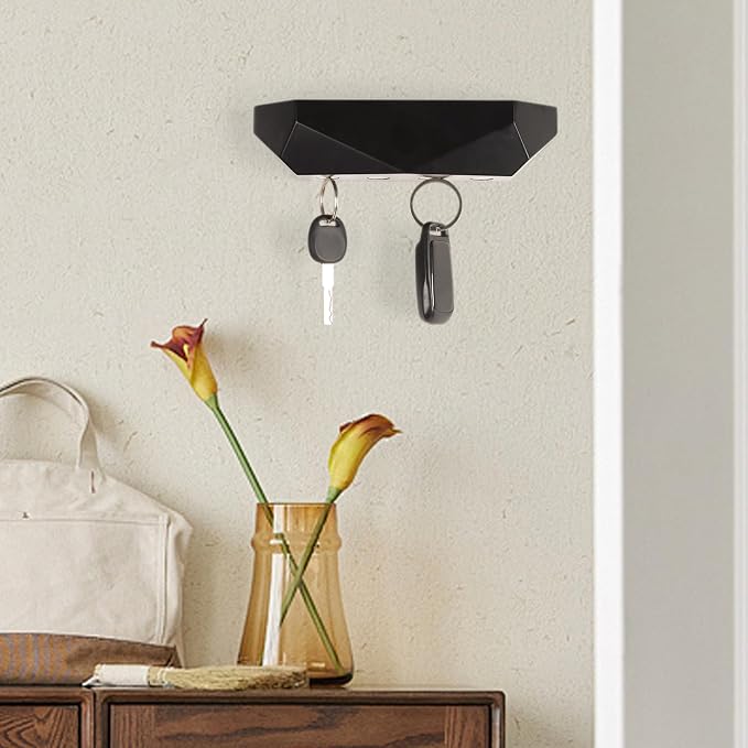 Key Holder Wall Mount Magnetic Key Holder Key Rack Key Hanger Key Hooks for Wall, Home Decor, House Decor, Apartment Decor, Living Room (Black)