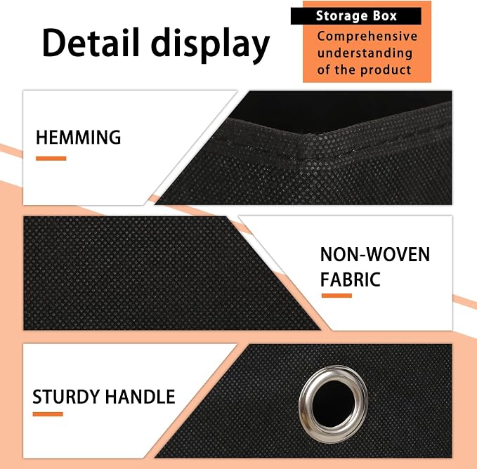 Foldable Storage Cubes Bins ,11 Inch Cloth Storage Cube Fabric Storage Box Cubes Organizer Baskets with Handles for Home Organizer Set of 8 (Black)