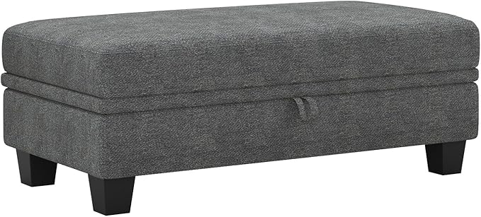 Belffin 45.9" Storage Ottoman Bench Oversized Ottoman for Footrest Upholstered Entryway Bench with Seating for Bedroom, Living Room. Light Grey