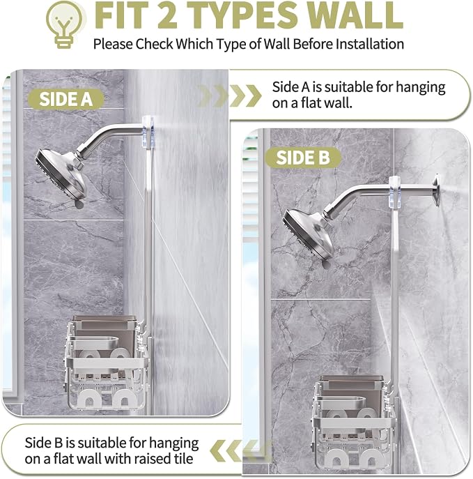 Aluminum Shower Caddy Hanging,Shower Caddy, Never Rust Shower Organizer | 4 Levels with adjustable Height 10 Hooks for Razor/Sponge - Rack with Soap Basket (Silver)