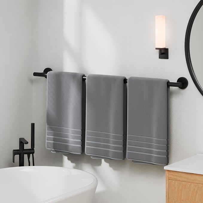 Luxbaro 30 Inch Matte Black Towel Bar, Thicken, Total Length 32-Inch | Towel Rack for Bathroom Wall, SUS304 Stainless Steel Towel Rod, Modern Home Decor