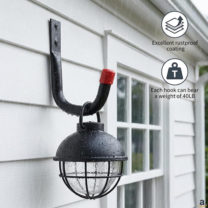 24 Pcs Heavy Duty Garage Hooks 3.5" Iron Utility Hook for Garage Wall Mount | 100LBS Capacity, Kayak Hooks Wall Mount, for Hanging Bikes, Ladder Hook Storage,for Kayak Folding Chairs, Indoor Outdoor Use