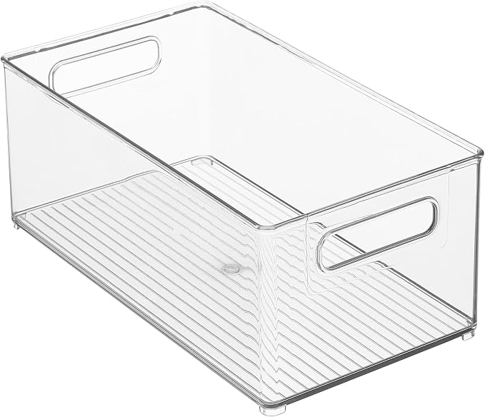 iDesign Stackable Fridge Bin, Set of 2, Clear | Kitchen Storage Bin, For Pantry, Cabinets, or Fridge