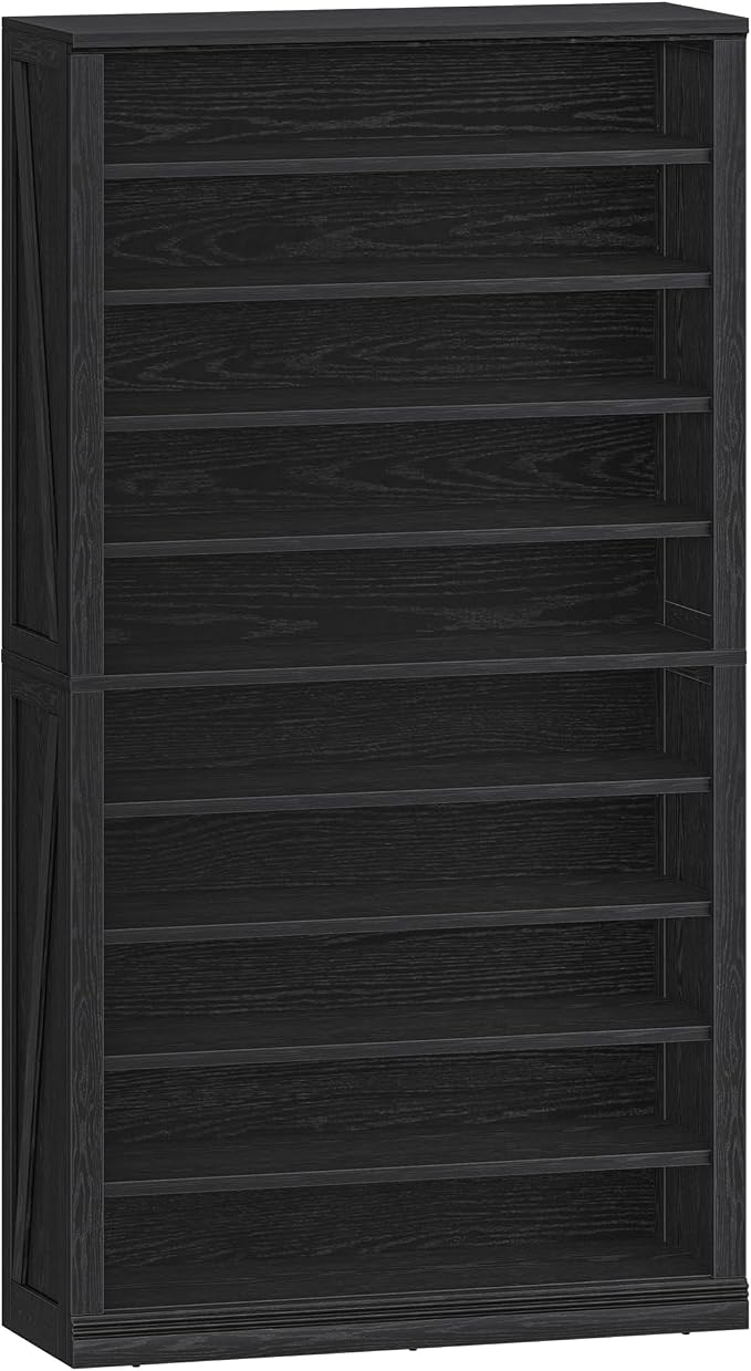 Hzuaneri Shoe Storage Cabinet,10 Tiers Farmhouse Tall Shoe Cubby Organizer | Freestanding Shoe Cabinets, Wooden Shoes Rack with Cubby, 36-40 Pairs, for Entryway, Living Room, Black SR59204X