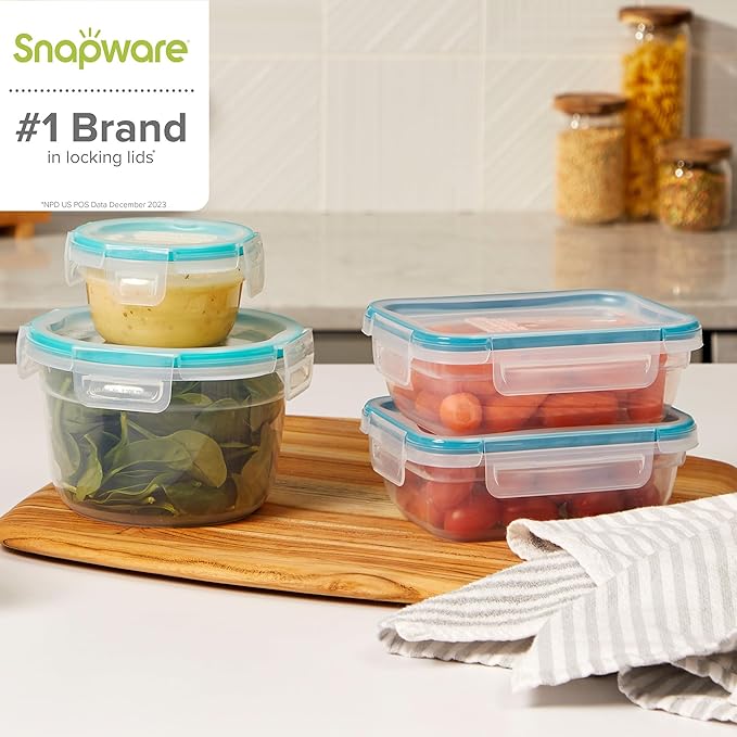 Snapware Plastic Total Solutions (10-Pack, Mixed Sizes) Food Storage Containers Set, Airtight & Leakproof Plastic Locking BPA-Free Lids Tupperware, Freezer Dishwasher Microwave Safe