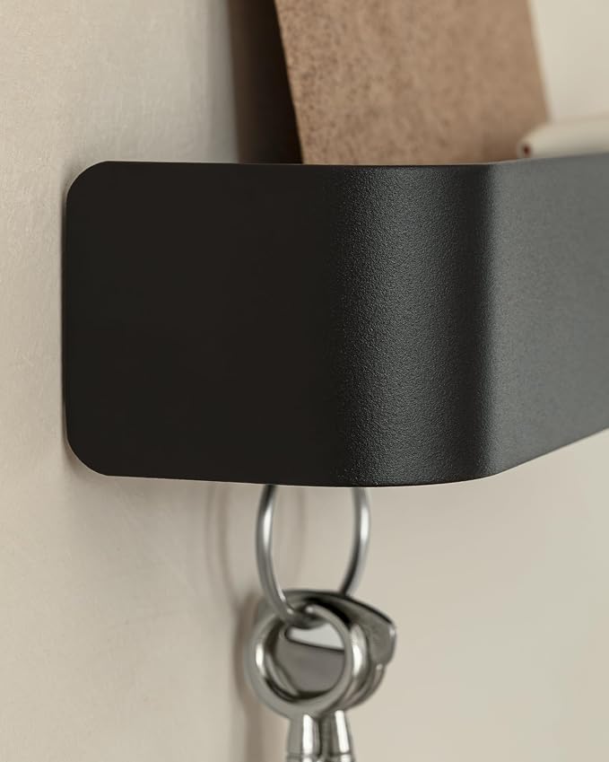 Kazai. Key Holder for Wall 'Tone' | Minimalist Key Hooks Design from Berlin | Modern Key Hanger with Metal Shelf | Key Hook Wall Mounted as Hallway Furniture | Black