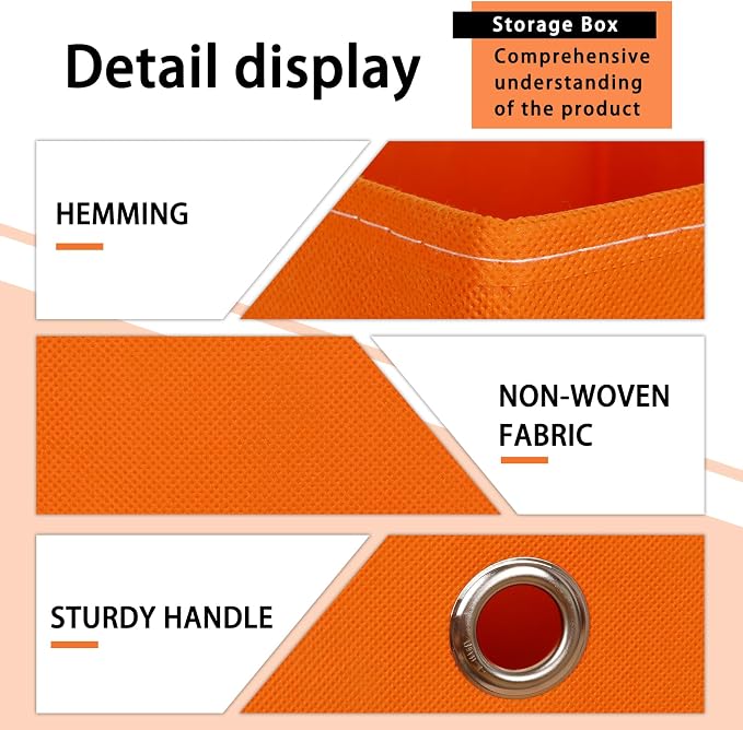 Foldable Storage Cubes Bins ,11 Inch Cloth Storage Cube Fabric Storage Box Cubes Organizer Baskets with Dual Handles for Home Organizer Set of 8 (Orange)
