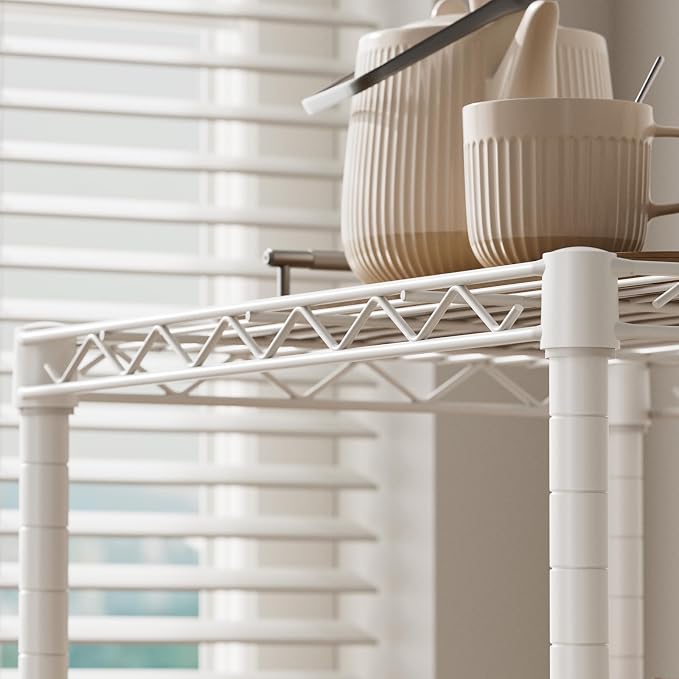 SINGAYE Small Shelves Kitchen Storage Shelf Wire Shelving Metal Adjustable | 3 Tier Shelf Organizers Storage Shelving Unit for Office Pantry Laundry Bathroom Closet Home 11.6" D X 17.6" W X 30" H White