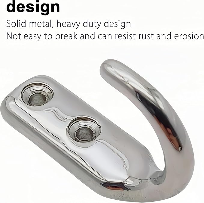 Heavy Duty Stainless Steel 316 Wall Hooks, Marine Grade Wall Hanger Key Hook Wall Mounted Coat Hook Hanging Garage Hook Storage Hooks Screw Utility Hooks (4Pack)