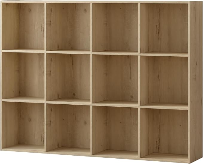 12 Cube Storage Organizer, Wooden Cube Shelves with Closed Back Panel, Reversible Bookcase, Cubes Closet Organizer for Home, Living Room, Kids Room, Office, Bedroom, Study, Hallway