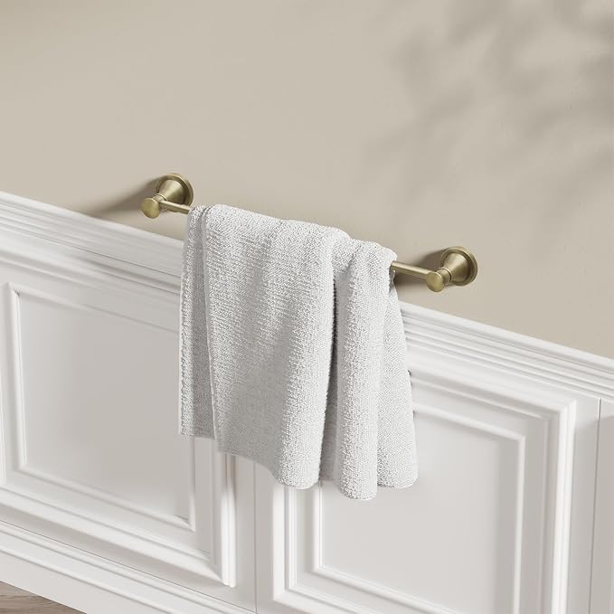 BESy Towel Racks for Bathroom Wall Mounted Bath Towel Bar Antique Brass | Adjustable 16-26 In, Wall Mounted Towel Holder, Stainless Steel, Rustproof, Towel Bar Rod Hanger Hardware Accessories Hotel