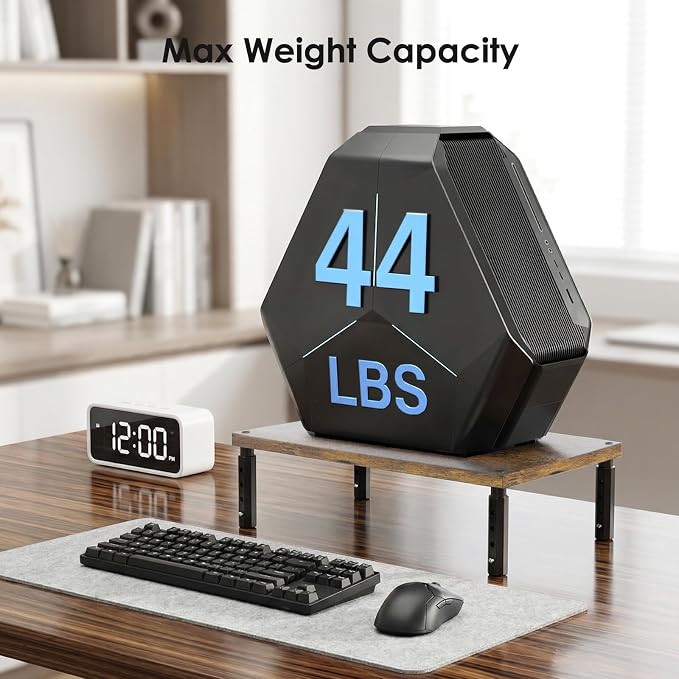 Adjustable Monitor Stand Riser for Desk, Computer & Laptop Stand, Desk Organizers and Accessories, Office Desk Accessories & Workspace Organizer for Home Office, Brown Wood