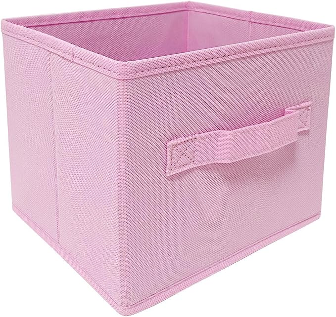 Pink Cube Storage Bins 9.0"x7.5"x7.5" Small Size Fabirc Foldable Closet Toy Organizer Collapsible Cloth