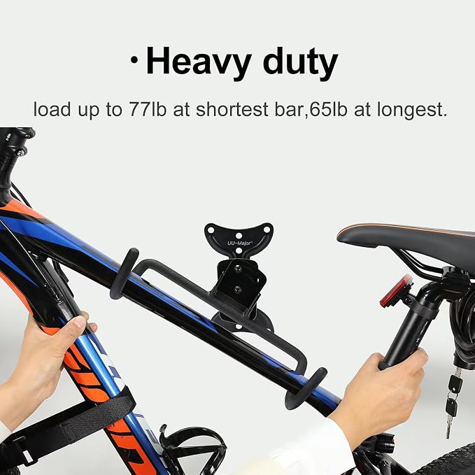 UU-Major Bike Wall Mount,Heavy Duty Bike Hanger, Mounted Bike Hook for Garage Wall,Horizontal Bike Rack for MTB,Road And Hybrid Bikes Storage,Thicker Metal With Rubber Coating.(Adjustable*1Pack)