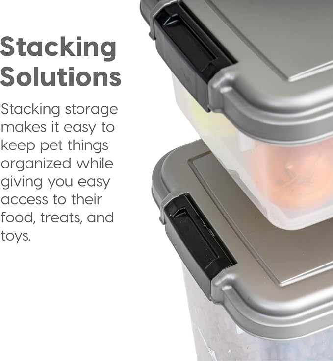 IRIS USA Dog Food Storage Container, Up to 30+11 lbs, Gray/Dark Gray | Made in the USA, Includes 2-Cup Scoop & Wheels, Airtight Seal, BPA-Free, Bird Seed, Cat food, Cat Litter, Treats, Toys