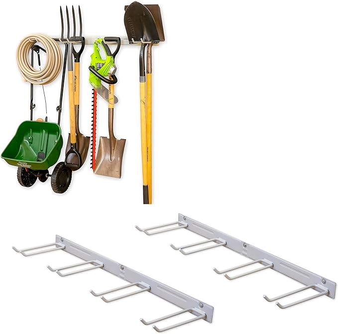 StoreYourBoard Garage Tool Organizer, 72 in, Holds 500 lb, 2 Pack | Garden Tool Rack Wall Mount, Garden Tool Organizer, Shovel Wall Mount, Rubber Coated Hooks