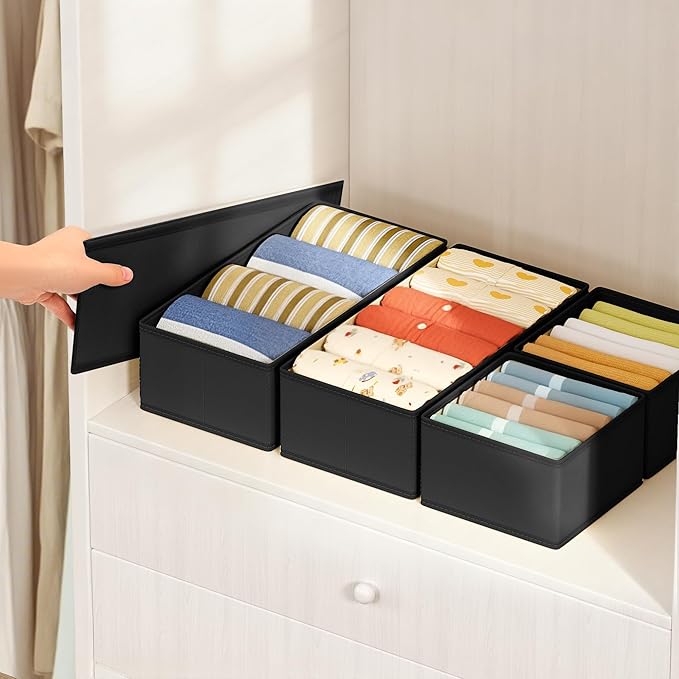 DIMJ Drawer Organizer Clothes Storage - 18 Pack Baby Dresser Organizer for Nursery, Foldable Drawer Dividers for Bedroom Closet Organization, Fabric Storage Bins for Socks, Underwears, Bras