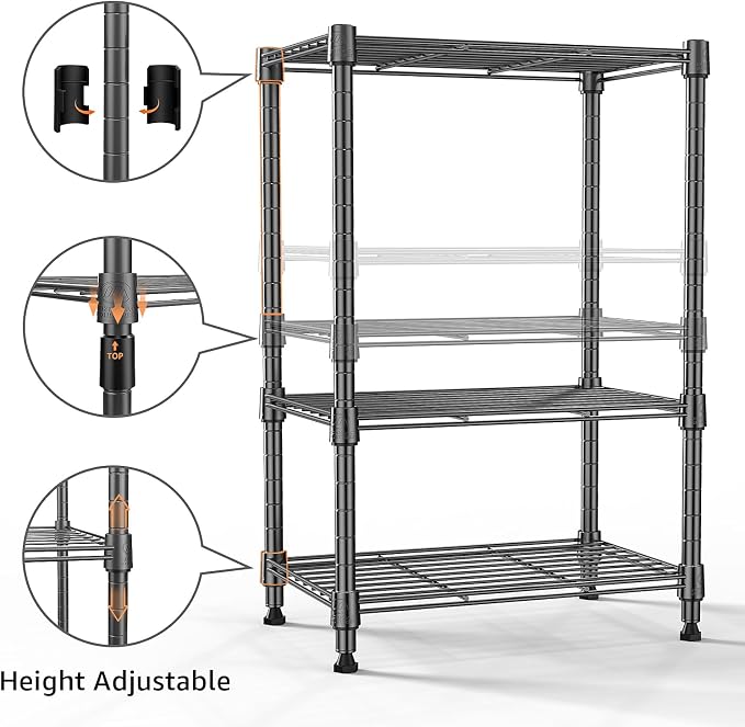 M MZG 450 lbs Steel Storage Shelving 3-Tier Utility Shelving Unit Steel Organizer Wire Rack for Home,Kitchen,Office (11.8" D x 17.7" W x 26.3" H)