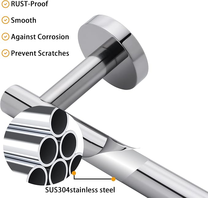 Nolimas Polished Chrome Bath Towel Bar Single Bars Towel Rack Rod Classic Wall Mounted Stainless Steel Bathroom Towel Bar Kitchen Toilet Towel Shelf Single Layer,24inch