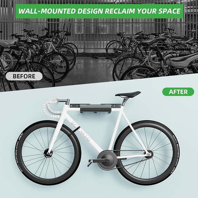 Bike Wall Mount Rack with Shelf and Hooks Saving space | Store Your Helmet and Shoes,Indoor Bike Storage Garage for a Single Road, Mountain or Other Bicycle,Fit Crank Bicycle